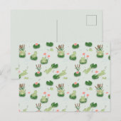 かわいいカエルがハスの池にいる ポストカード (正面/裏面)