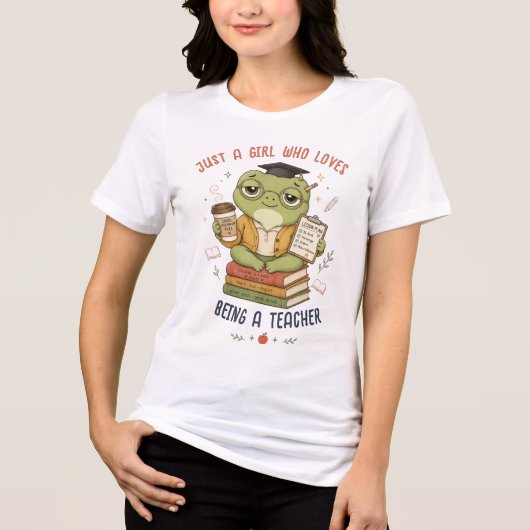 かわいいカエルが先生のただの女の子 トライブレンドTシャツ (正面)