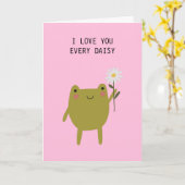 かわいいカエルが君を愛してるよ、すべてのデイジー愛 カード (黄色い花)