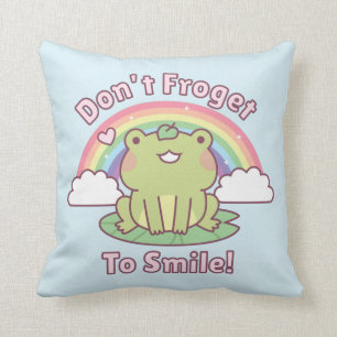 かわいいカエルが微笑むのを忘れない Room Decor クッション
