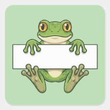 かわいいカエルが空白のサインを持っているキャラクターイラスト