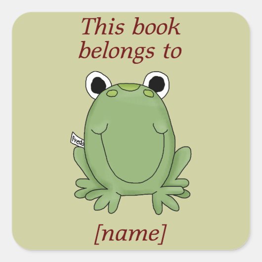 かわいいカエルこの本は本のプレートシールに属する スクエアシール (正面)