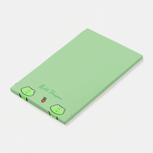 かわいいカエルとイチゴコテージ名前をカスタムする ポストイット (アングル)