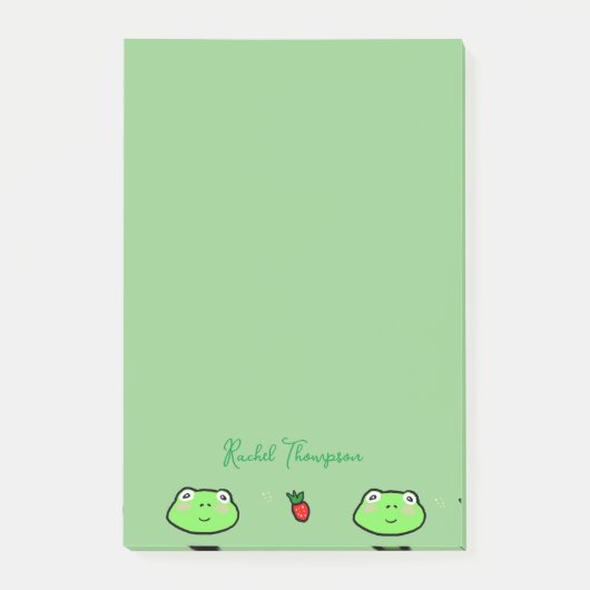 かわいいカエルとイチゴコテージ名前をカスタムする ポストイット (正面)