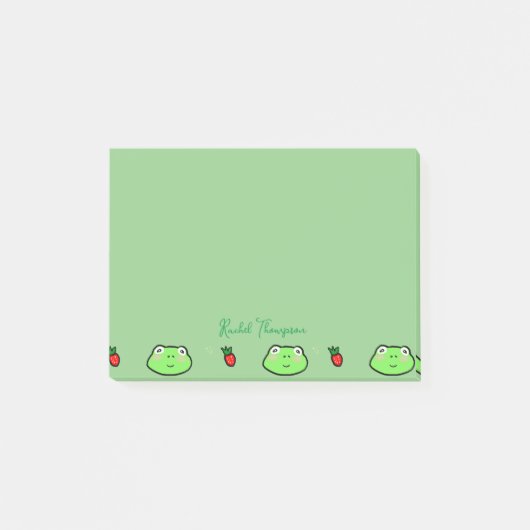 かわいいカエルとイチゴコテージ名前をカスタムする ポストイット (正面)