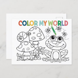 かわいいカエルとカタツムリのカラーリングページ ポストカード