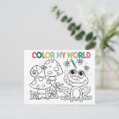 かわいいカエルとカタツムリのカラーリングページ ポストカード (スタンド正面)