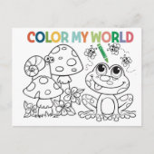 かわいいカエルとカタツムリのカラーリングページ ポストカード (正面)