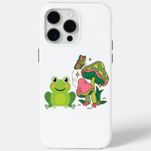 かわいいカエルとキノコと蝶 iPhone 15 PRO MAXケース
