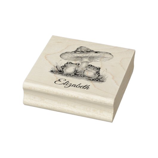 かわいいカエルとキノコの名前を付ける ラバースタンプ (スタンプ)