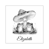 かわいいカエルとキノコの名前を付ける ラバースタンプ (インプリント)