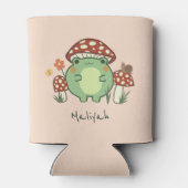 かわいいカエルとキノコの漫画 |名前 缶クーラー (裏面)