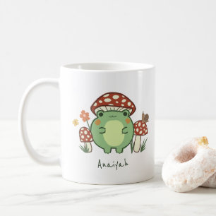かわいいカエルとキノココテージコア 名前 コーヒーマグカップ
