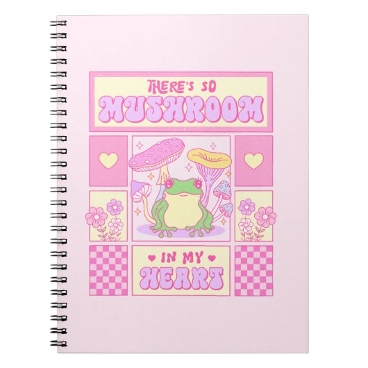 かわいいカエルとキノコ – ロマンおもしろいティック ノートブック (正面)