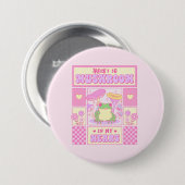 かわいいカエルとキノコ – ロマンおもしろいティック 缶バッジ (正面&裏面)