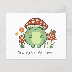 かわいいカエルとキノコ You Make Me Hoppy ポストカード