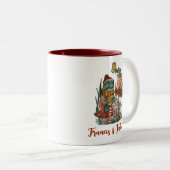 かわいいカエルとトッドメリー・マッシュルームのメリークリスマス ツートーンマグカップ (正面右)