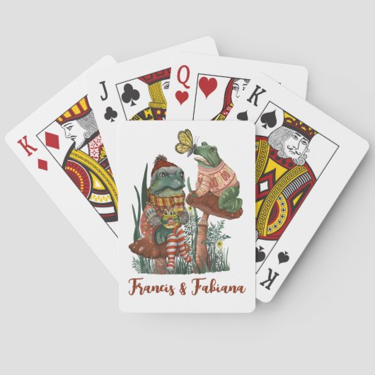 かわいいカエルとトートマッシュルームメリークリスマスプレイ トランプ (裏面)