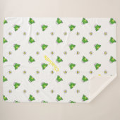 かわいいカエルとフラワーシェルパ毛布 シェルパブランケット (正面(横))