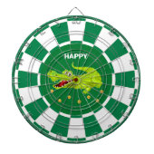 かわいいカエルと緑と白の背景に金の飾り ダーツボード (正面)