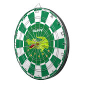 かわいいカエルと緑と白の背景に金の飾り ダーツボード (正面右)