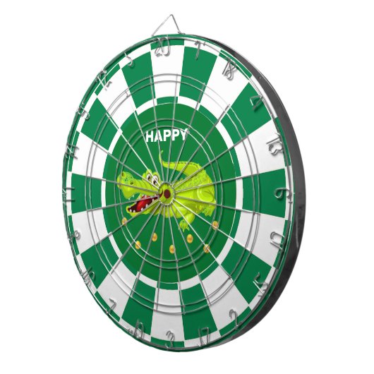 かわいいカエルと緑と白の背景に金の飾り ダーツボード (正面右)