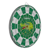 かわいいカエルと緑と白の背景に金の飾り ダーツボード (正面左)