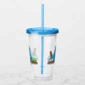 かわいいカエルと蜂の庭の漫画イラストレーション アクリルタンブラー (右)