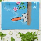 かわいいカエルと蜂の庭の漫画イラストレーション キッチンタオル (折り畳み)