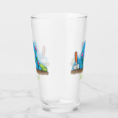 かわいいカエルと蜂の庭の漫画イラストレーション タンブラーグラス (右)