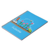 かわいいカエルと蜂の庭の漫画イラストレーション ノートブック (左側)