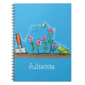 かわいいカエルと蜂の庭の漫画イラストレーション ノートブック (正面)