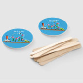 かわいいカエルと蜂の庭の漫画イラストレーション ハンドファン (組立なし)