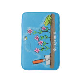 かわいいカエルと蜂の庭の漫画イラストレーション バスマット (正面縦)