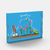 かわいいカエルと蜂の庭の漫画イラストレーション フォトブロック (左)