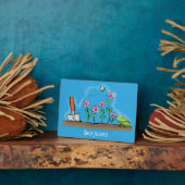 かわいいカエルと蜂の庭の漫画イラストレーション フォトプラーク (側面)