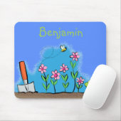 かわいいカエルと蜂の庭の漫画イラストレーション マウスパッド (マウス)