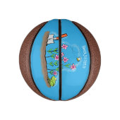 かわいいカエルと蜂の庭の漫画イラストレーション ミニバスケットボール (縦)