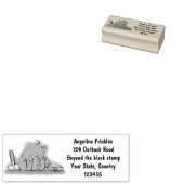 かわいいカエルと蜂の庭の漫画イラストレーション ラバースタンプ (押印)