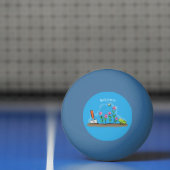 かわいいカエルと蜂の庭の漫画イラストレーション 卓球ボール (ネット)