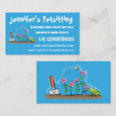 かわいいカエルと蜂の庭の漫画イラストレーション 名刺 (正面/裏面)