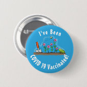 かわいいカエルと蜂の庭の漫画イラストレーション 缶バッジ (正面&裏面)