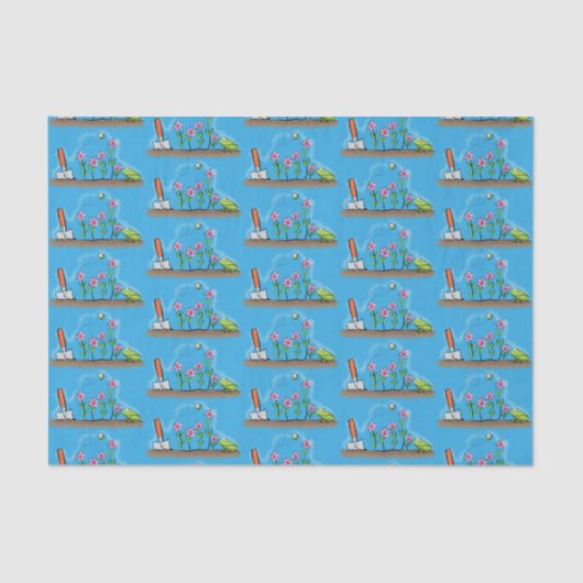 かわいいカエルと蜂の庭の漫画イラストレーション 薄葉紙 (正面)