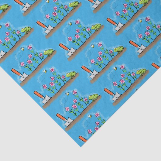 かわいいカエルと蜂の庭の漫画イラストレーション 薄葉紙 (詳細)