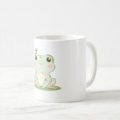 かわいいカエルと蝶のナチュラルデザイン コーヒーマグカップ (正面右)