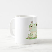 かわいいカエルと蝶のナチュラルデザイン コーヒーマグカップ (正面左)