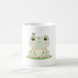 かわいいカエルと蝶のナチュラルデザイン コーヒーマグカップ