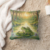 かわいいカエルと赤ちゃん 川と湖の動物 クッション (ブランケット)