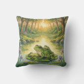 かわいいカエルと赤ちゃん 川と湖の動物 クッション (裏面)