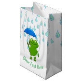 かわいいカエルと雨の日 スモールペーパーバッグ (正面アングル)
